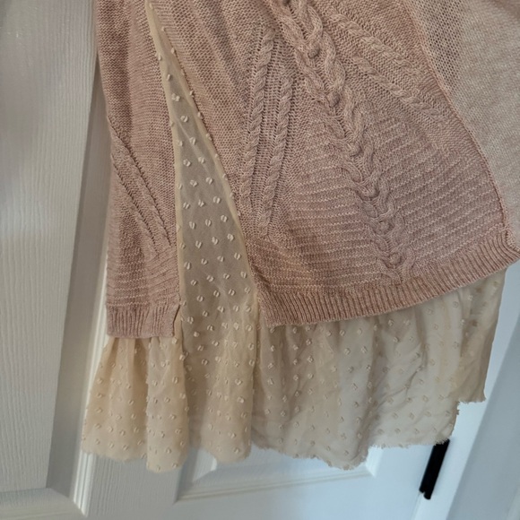 Anthropologie - Knitted & Knotted Cashmere Blend Light Pink Cardigan Sweater - Picture 3 of 12